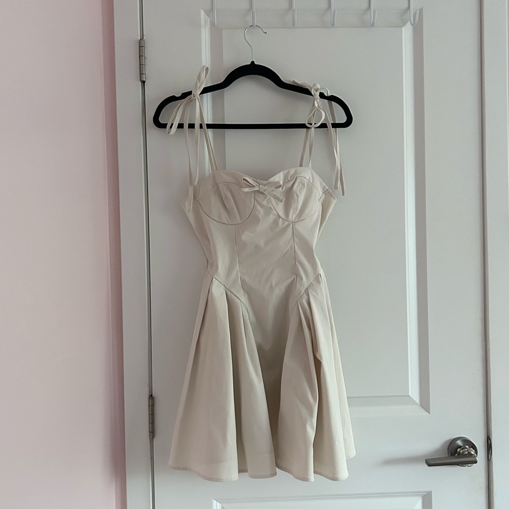 ribbon cream coquette balletcore bodice vintage dress